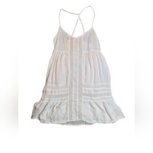 Volcom White Crochet-Panel Racerback Slip Dress